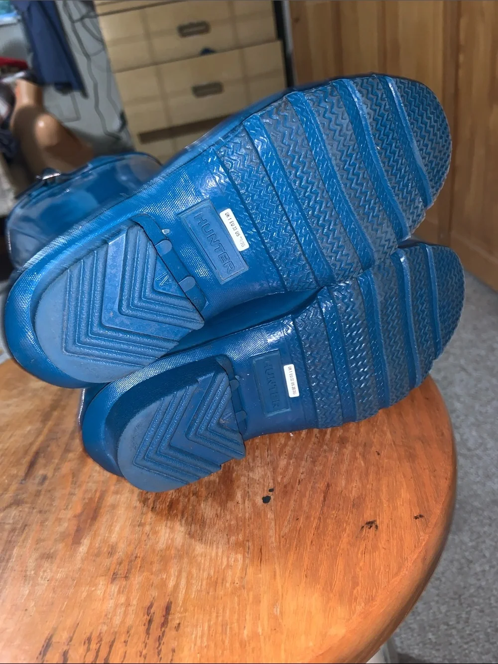 Hunter Glossy Teal Rain Boots child size US 1 boy or girl wellies